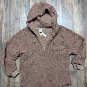 PINK Victoria's Secret Taupe Sherpa Hoodie